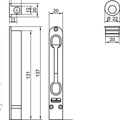 * Habo Bascule Kantschuif 8312 breed 140x25mm chroom