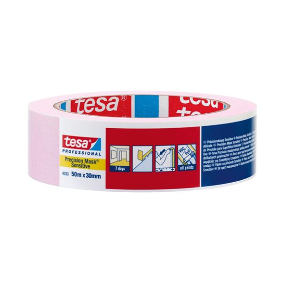 * Afplaktape - Tesa precision mask 4333 25mm 50m roze