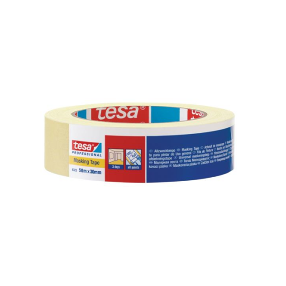 * Afplaktape - Tesa precision mask 4323  30mm x 50m lichtgeel