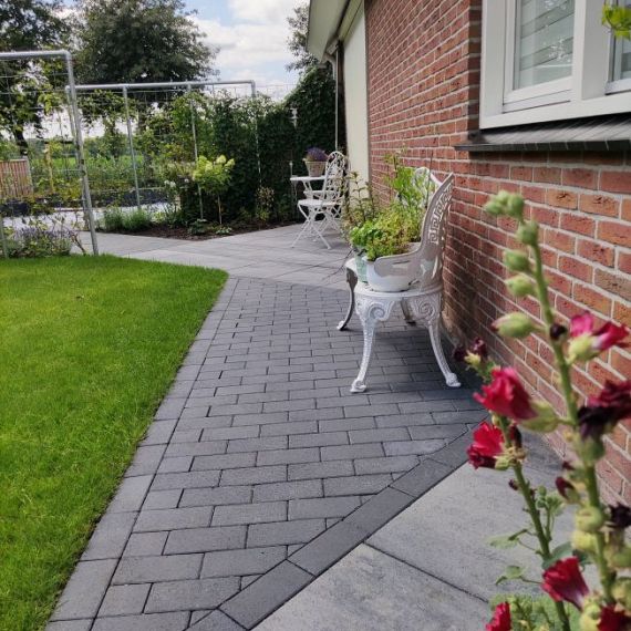 Patio BSS 6cm TOP mini facet Komo Nero - Kleurechte deklaag (verpakt op ww pallet)