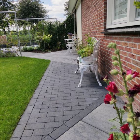 Patio BSS 6cm TOP mini facet Komo Nero - Kleurechte deklaag (verpakt op ww pallet)