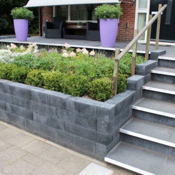 Patioblok Antraciet 60x15x15cm strak