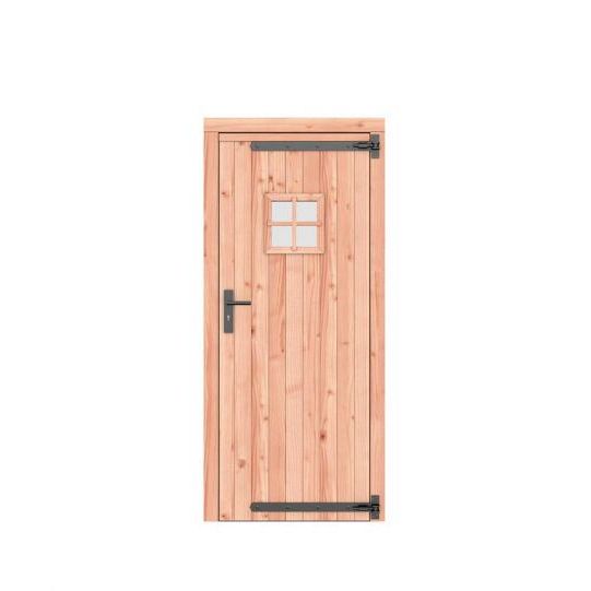 1022819 | Douglas dichte enkele deur met ruitje 90x201 cm, rechtsdr, zwarte hengen, zwart beslag