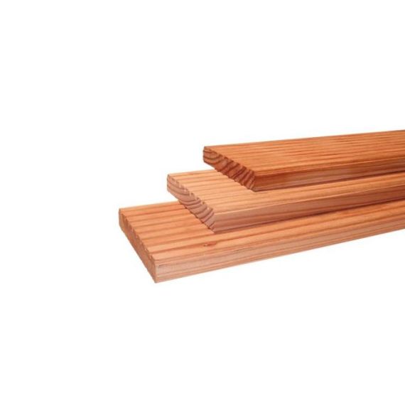 Douglas gesch dekdeel, 1 zijde grof, 1 zijde fijn profiel, 2,4 x 13,8 x 300 cm, kleurloos geimpr