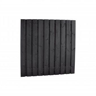 Naaldhout gesch plankenscherm 21-pl 15 mm, 180 x 180 cm, recht, geïmpregneerd en zwart gespo