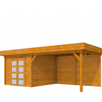 Douglas Topvision Roek, 298 x 298 en luifel 400 cm, transparant gespoten.