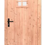 Douglas enkele deur met ruitje 90x201 cm, rechtsdraaiend, zwarte hengen, zwart beslag, kleurloos gei