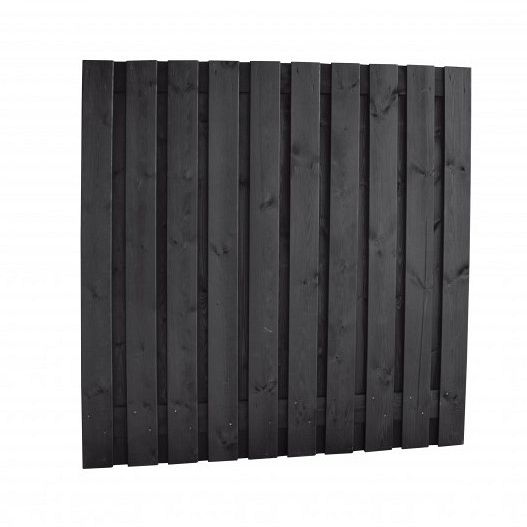 # Naaldhout scherm gesch 21-pl 15 mm, 180 x 180 cm, recht, geïmpregneerd en zwart gedompeld.