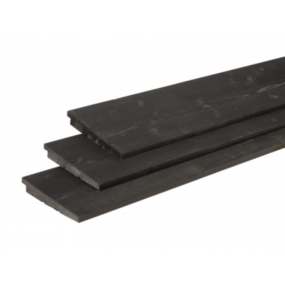 Vuren Zweeds rabat, 1,1-2,7 x 19,5 x 400 cm, zwart gedompeld.,