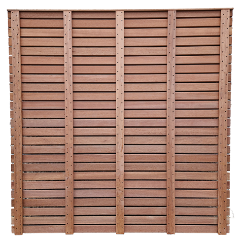 Keruing Modern scherm 50 180x180cm - latten 15x70mm - Premium FCQ FSC®100%