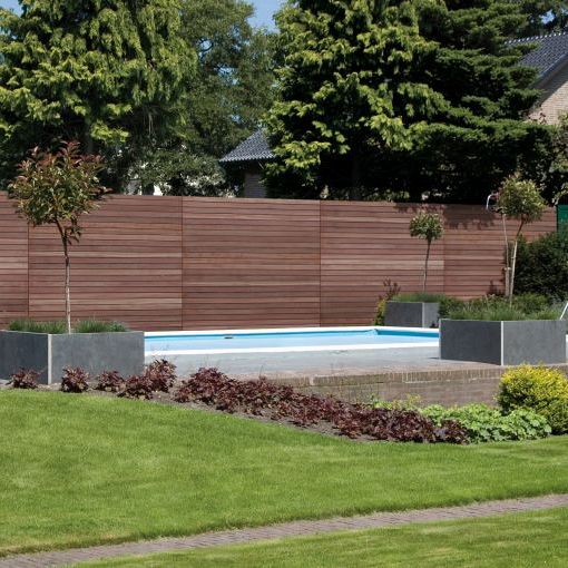 Keruing Modern scherm 50 180x180cm - latten 15x70mm - Premium FCQ FSC®100%