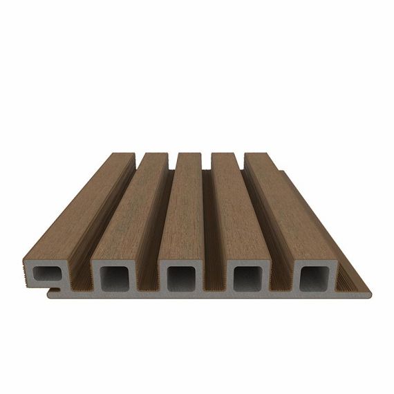 NTW HKC co-extrusie wand bekleding castellation 25 profiel, 2,5 x 19,6 x 290 cm, Teak.