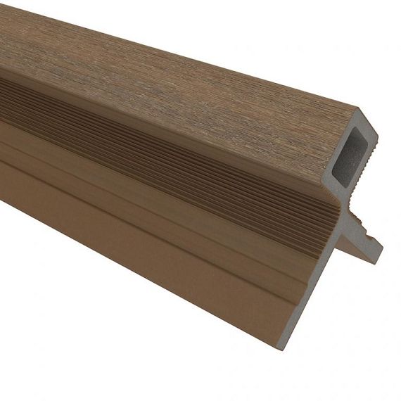 NTW HKC co-extrusie hoekprofiel castellation t.b.v. wand bekleding, 7 x 8 x 300 cm, Teak.