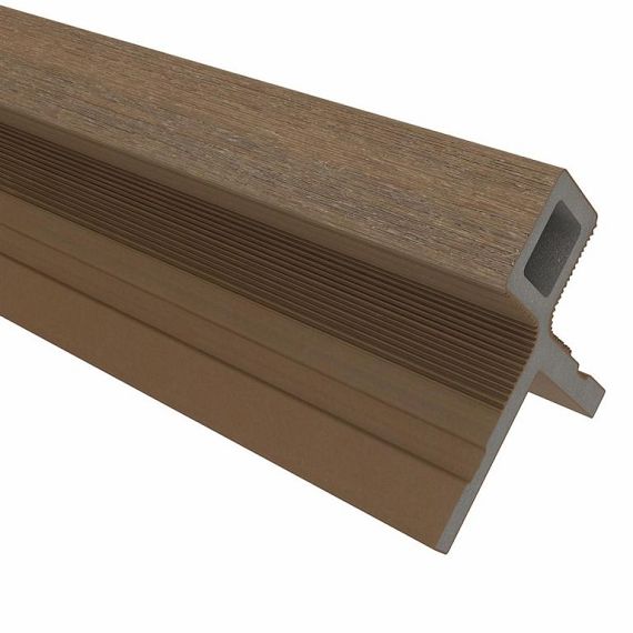 NTW HKC co-extrusie hoekprofiel castellation t.b.v. wand bekleding, 7 x 8 x 300 cm, Teak.