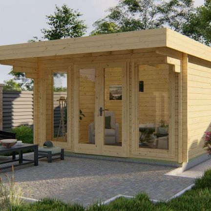 Blokhut - Tuinhuis James | 44 mm | vuren grijs geïmpregneerd