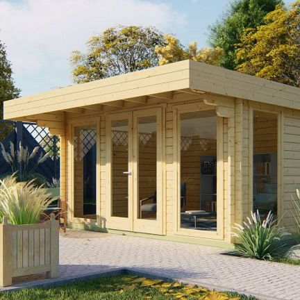 Blokhut - Tuinhuis Lory | 44 mm | vuren honinggeel geïmpregneerd
