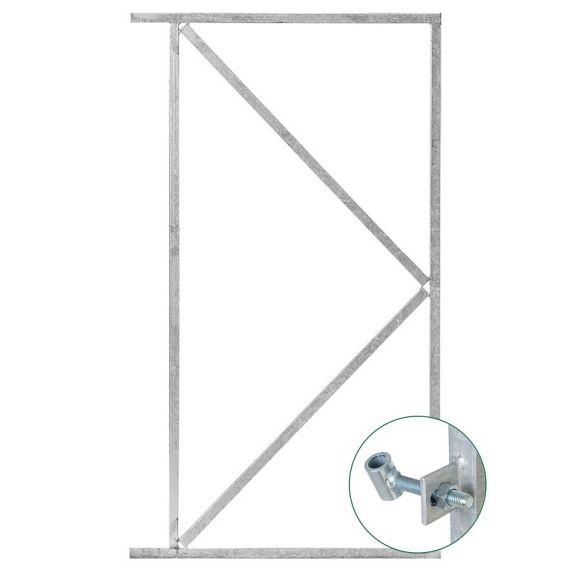 Verstelbaar stalen poortframe 90x155cm - bxh - verzinkt | Incl. plaatduimen en ophangogen.