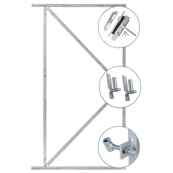 Verstelbaar stalen poortframe 90x155cm - bxh - incl slot - verzinkt | Incl. plaatduimen en ophangoge
