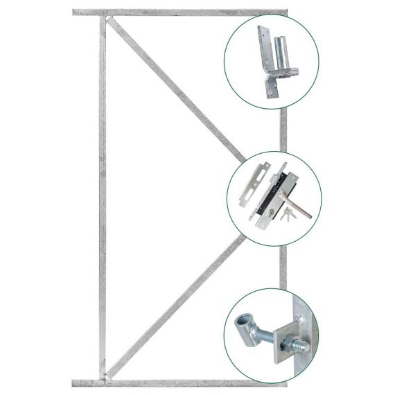 Verstelbaar stalen poortframe 120x155cm - bxh - incl slot - verzinkt | Incl. plaatduimen en ophangog