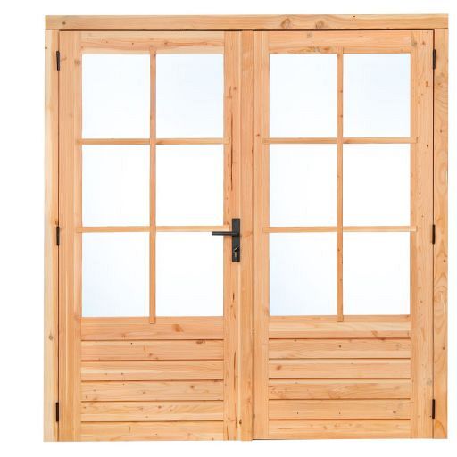P077668 | Douglas dubbele 6-ruits glasdeur Deluxe met dubbelglas, linksdraaiend, 205 x 215 cm, onbeh