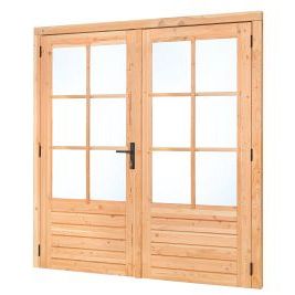 P077668 | Douglas dubbele 6-ruits glasdeur Deluxe met dubbelglas, linksdraaiend, 205 x 215 cm, onbeh
