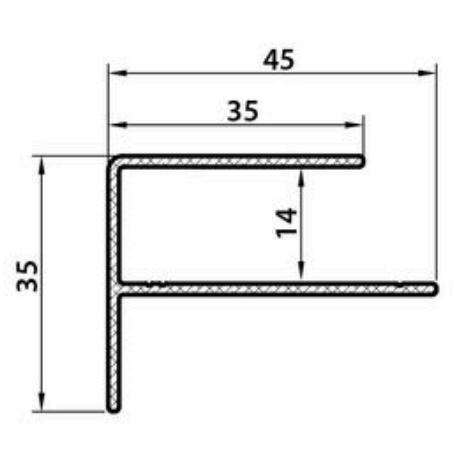 Alu WEO Essential Gardenwall F-profiel Ipé 35x45mm L-300 cm RAL8028
