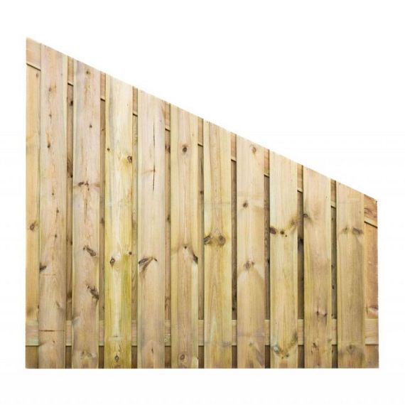 Grenen gesch plankenscherm 23-planks 15 mm, 180 x 180-90 cm, verticaal, recht aflopend, groen geïmpr