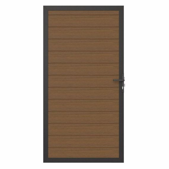 NTW Co-extrusie composiet deur in aluminium frame, horizontaal, 100 x 195 cm, Teak.