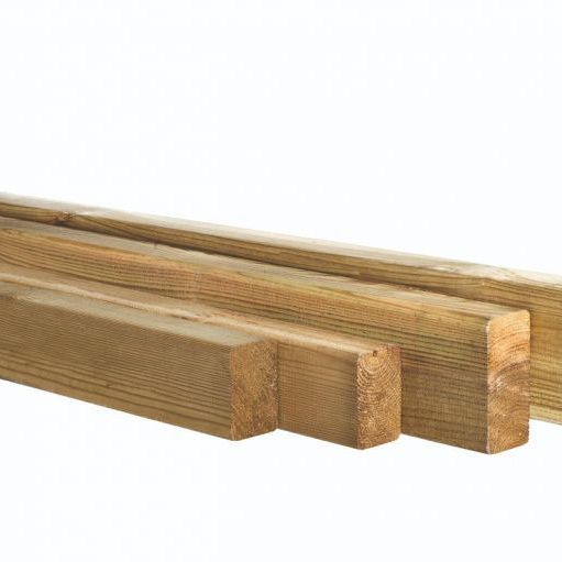 Grenen gesch regel 4,4 x 9,5 x 400 cm, groen geïmpregneerd.