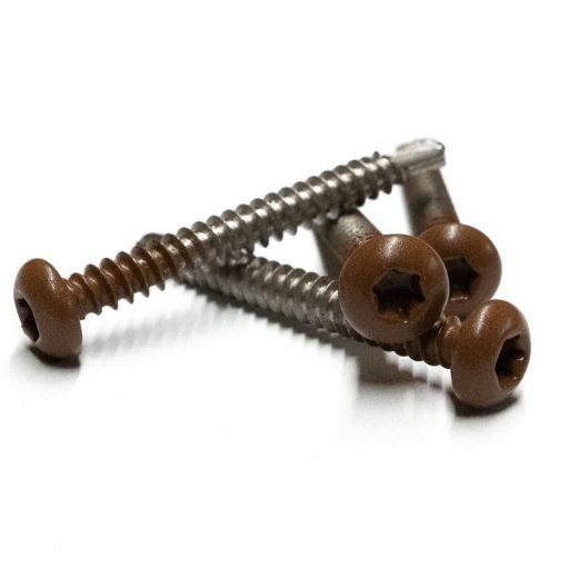 RVS schroef met gekleurde top voor NTW Castellation PRO, set a 50 stuks incl. bit, Teak.