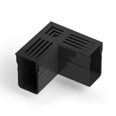 U-Drain goot 10hg x 6,5br | X hoekstuk zwart