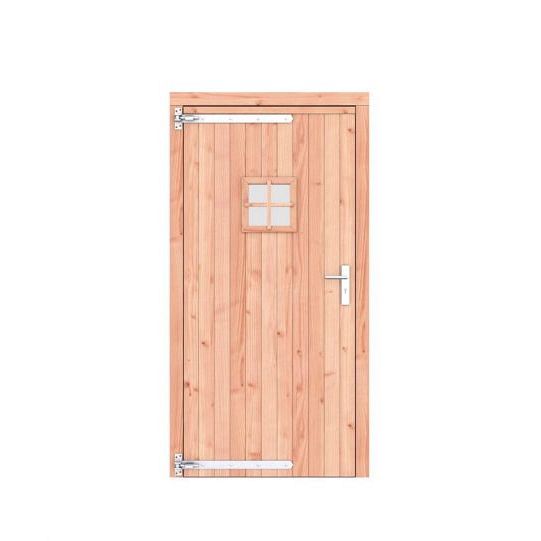 Douglas enkele deur met ruitje 108x209 cm, linksdraaiend, verzinkte hengen, RVS beslag, kleurloos ge