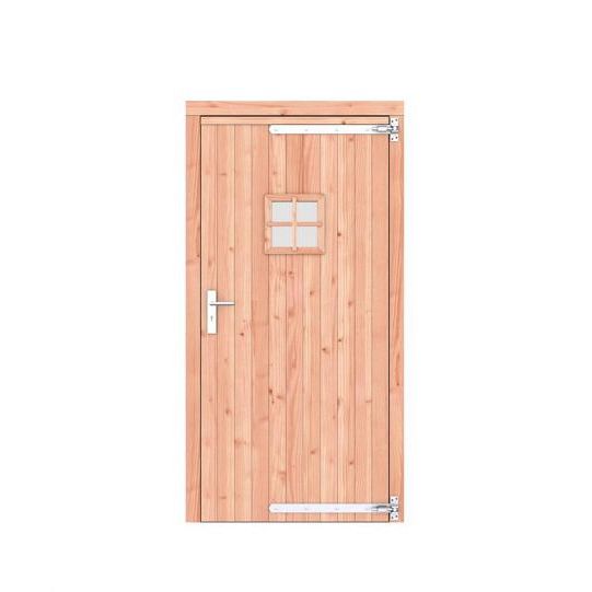 Douglas enkele deur met ruitje 108x209 cm, rechtsdraaiend, verzinkte hengen, RVS beslag, kleurloos g