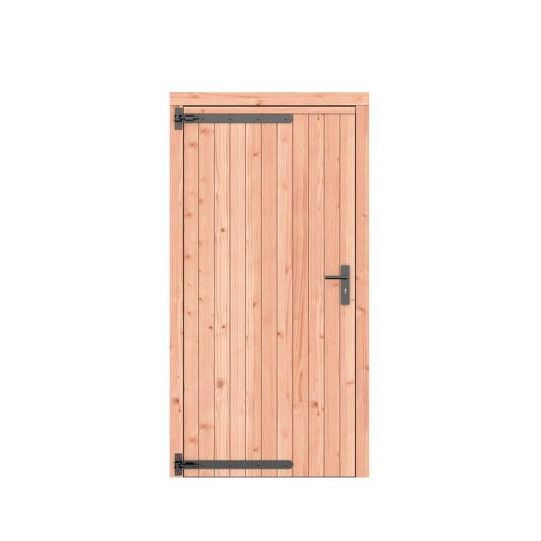 Douglas dichte enkele deur 108x209 cm, linksdraaiend, zwarte hengen, zwart beslag, kleurloos geimpre