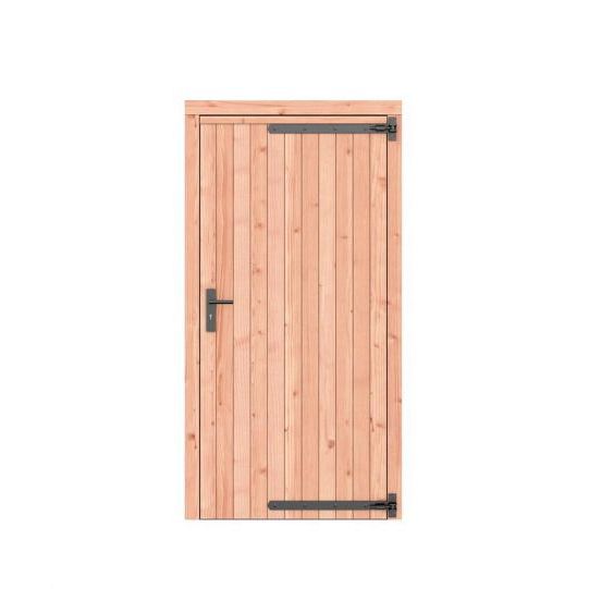 Douglas dichte enkele deur 108x209 cm, rechtsdraaiend, zwarte hengen, zwart beslag, kleurloos geimpr
