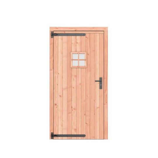 Douglas enkele deur met ruitje 108x209 cm, linksdraaiend, zwarte hengen, zwart beslag, kleurloos gei