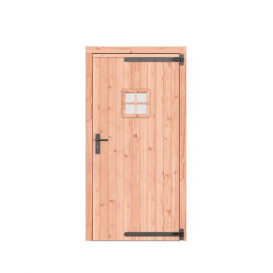 Douglas enkele deur met ruitje 108x209 cm, rechtsdraaiend, zwarte hengen, zwart beslag, kleurloos ge