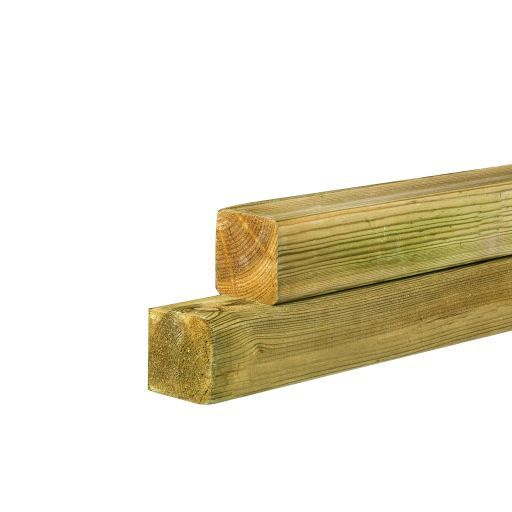 Grenen gesch paal 6,8 x 6,8 x 400 cm, groen geïmpregneerd.