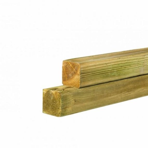 Grenen gesch paal 6,8 x 6,8 x 400 cm, groen geïmpregneerd.
