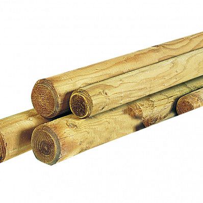 # Ronde paal, Ø10 x 300 cm, cilindrisch gefreesd haaks gekort 1 zijde gekroond.