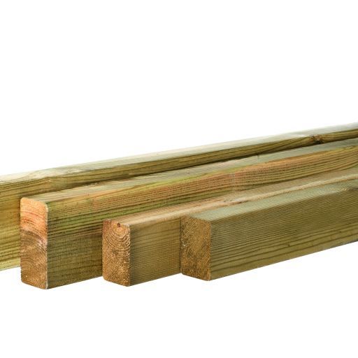 Grenen gesch regel 4,4 x 6,8 x 240 cm, groen geïmpregneerd.