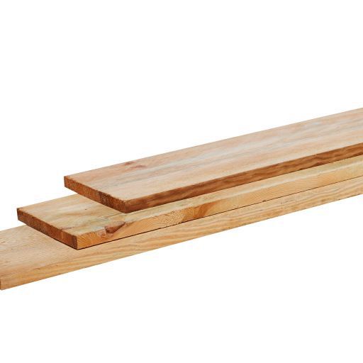 Grenen gesch tuinplank 1,5 x 14,0 x 500 cm, groen geïmpregneerd.