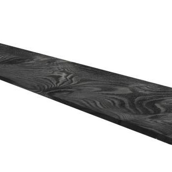 # Douglas Zweeds rabat, 1,1-2,7 x 19,5 x 400 cm, zwart gespoten, 1 zijde gesch, 1 zijde fijnbez.