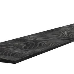 # Douglas Zweeds rabat, 1,1-2,7 x 19,5 x 400 cm, zwart gespoten, 1 zijde gesch, 1 zijde fijnbez.