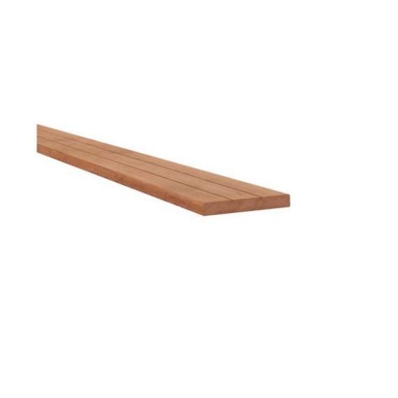 Hardhouten met v-groeven geprofileerd dekdeel, 2,8 x 19 x 245 cm.
