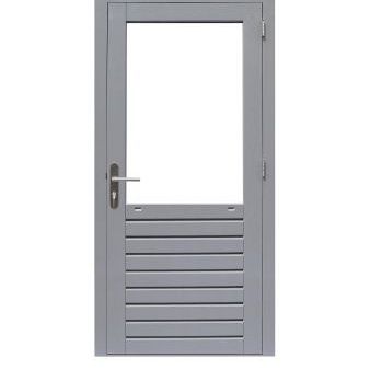 Hardhouten enkele 1-ruits glasdeur Prestige met dubbelglas, rechtsdraaiend, 109 x 221 cm, grijs gegr