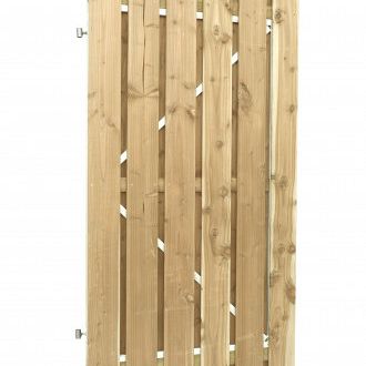 Jumbodeur v.z.v. slotgat, geschaafd vuren 15 mm op verstelbaar stalen frame B100 x H200 cm, recht ve