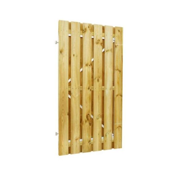 # Grenen gesch plankendeur, B100xH180cm, op stalen frame, recht, groen geimpregneerd