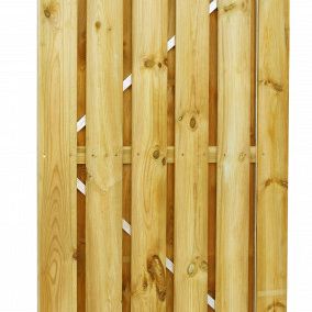 # Grenen gesch plankendeur, B90xH180cm, op stalen frame, recht, groen geimpregneerd.