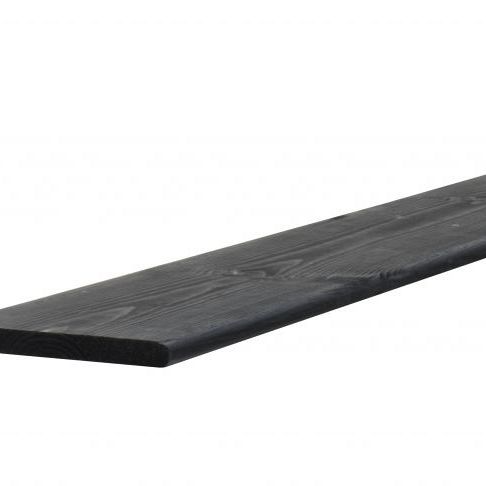 Grenen gesch tuinplank 1,5 x 14,0 x 180 cm, zwart gedompeld.